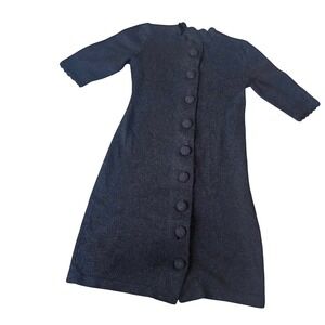 Vintage 60s/70s Sparkly Black Buttonup Cardigan Midi Dress M/L